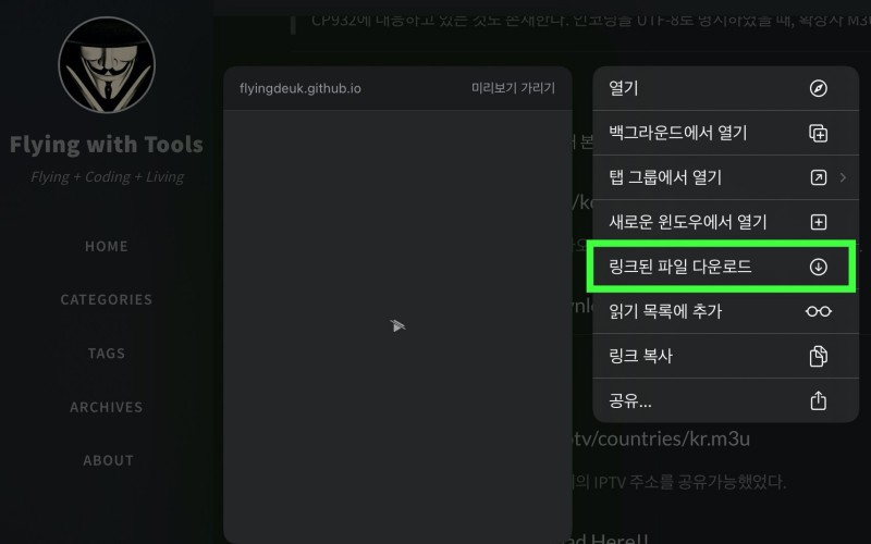 Korean IPTV m3u File 한국 IPTV m3u 백업 파일 Flying with Tools